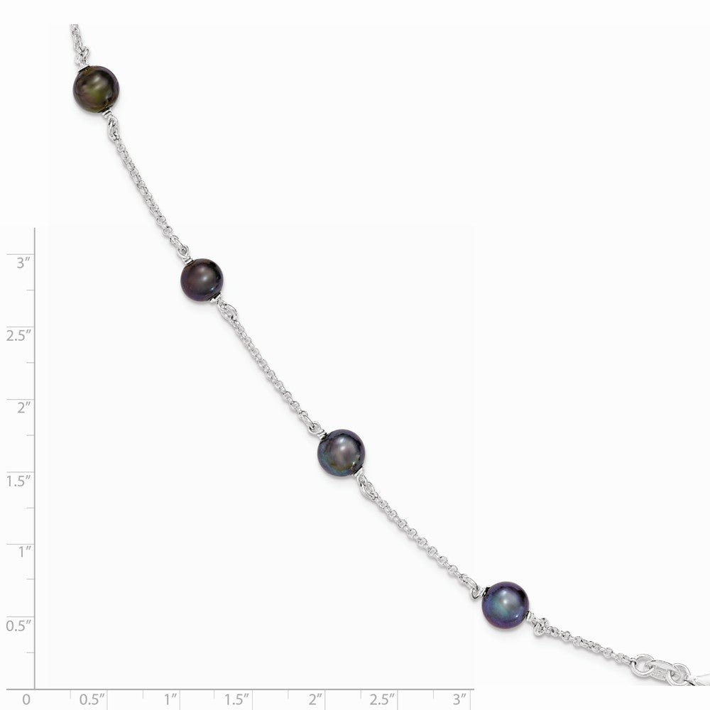 Quality Gold Sterling Silver Black Freshwater Cultured Pearl Bracelet