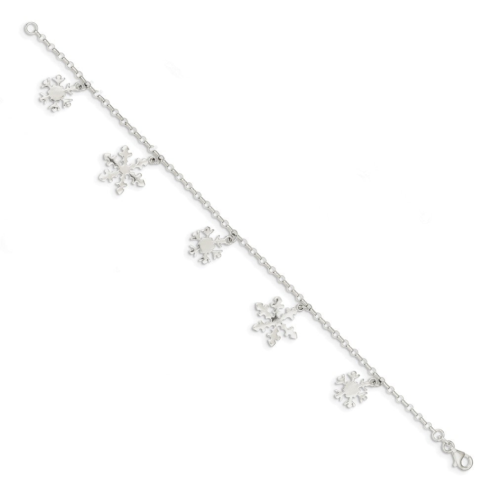 Quality Gold Sterling Silver Diamond-Cut Snowflake Bracelet