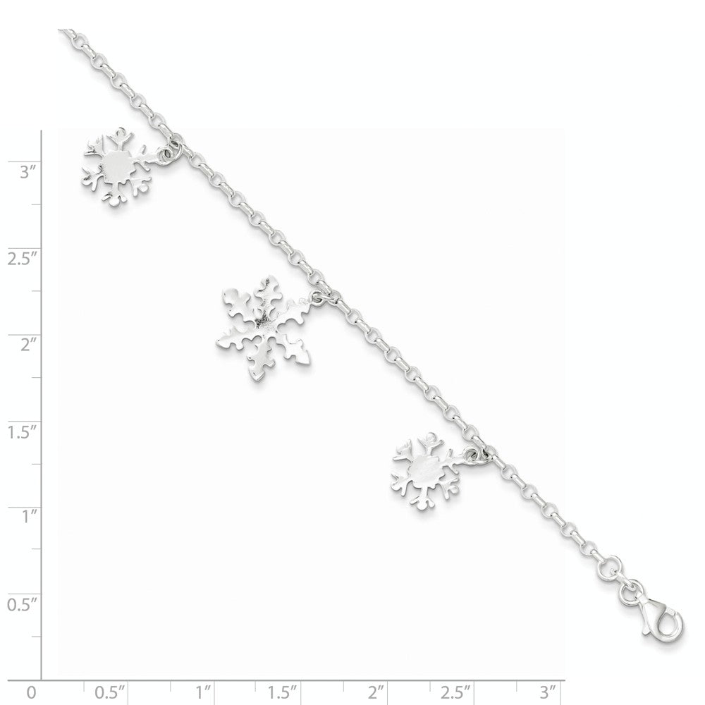 Quality Gold Sterling Silver Diamond-Cut Snowflake Bracelet