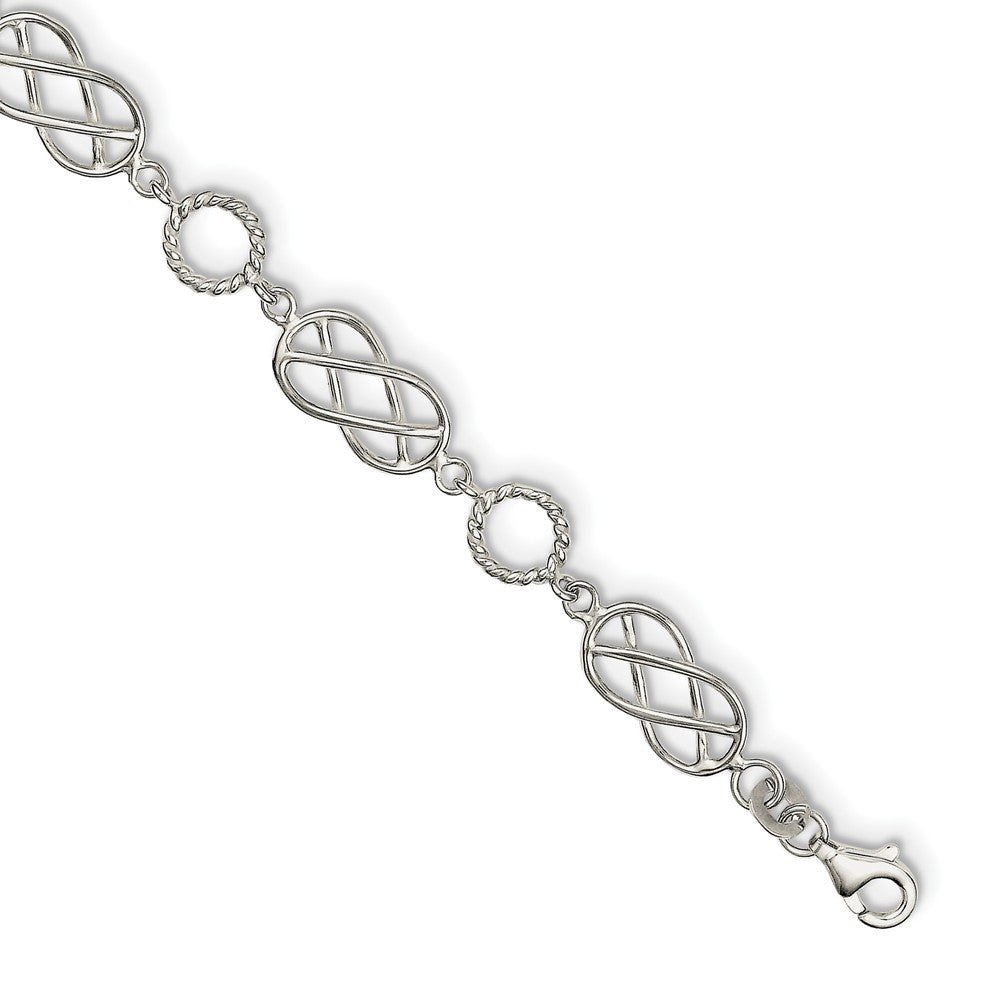 Quality Gold Sterling Silver Pretzel & Circle Bracelet