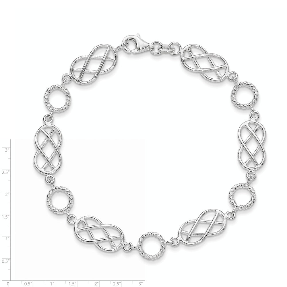 Quality Gold Sterling Silver Pretzel & Circle Bracelet