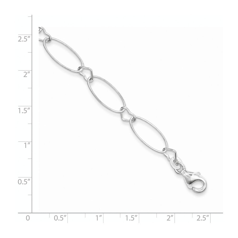 Quality Gold Sterling Silver Oval Link Hearts Bracelet