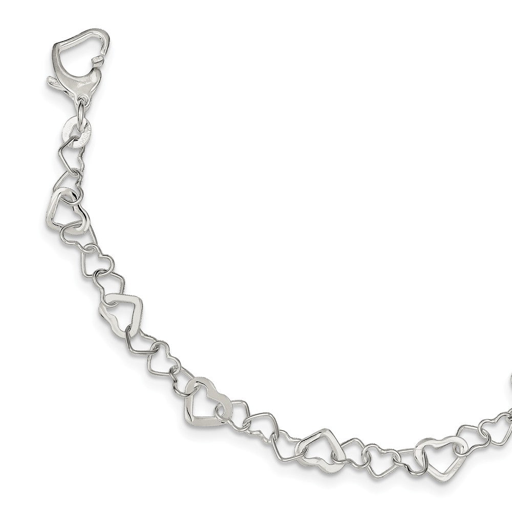 Quality Gold Sterling Silver Linked Heart Bracelet