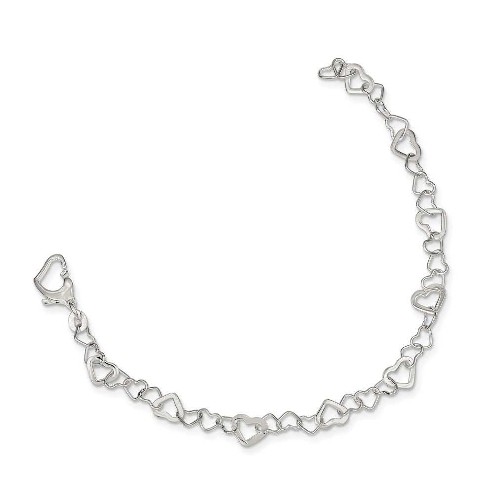Quality Gold Sterling Silver Linked Heart Bracelet
