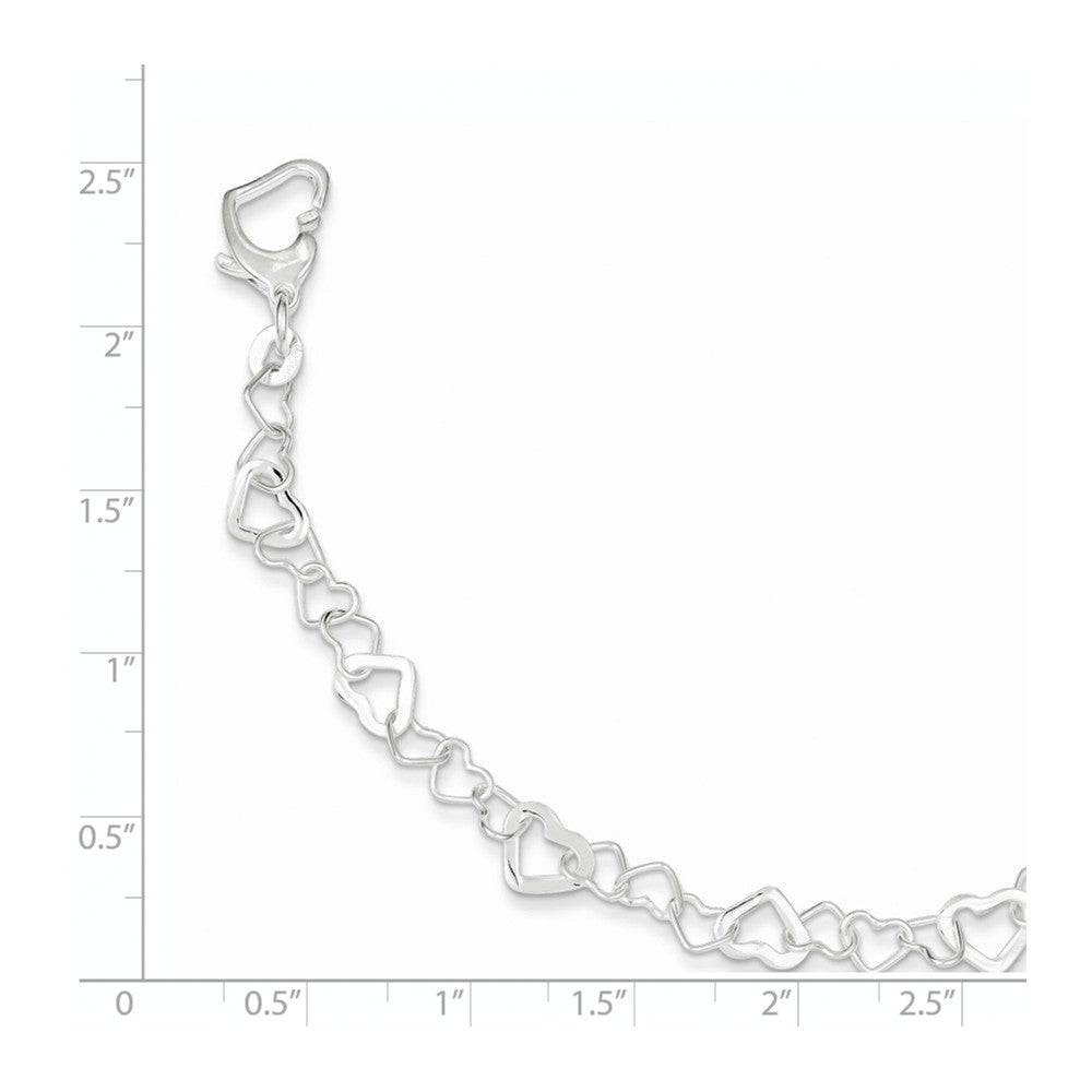 Quality Gold Sterling Silver Linked Heart Bracelet