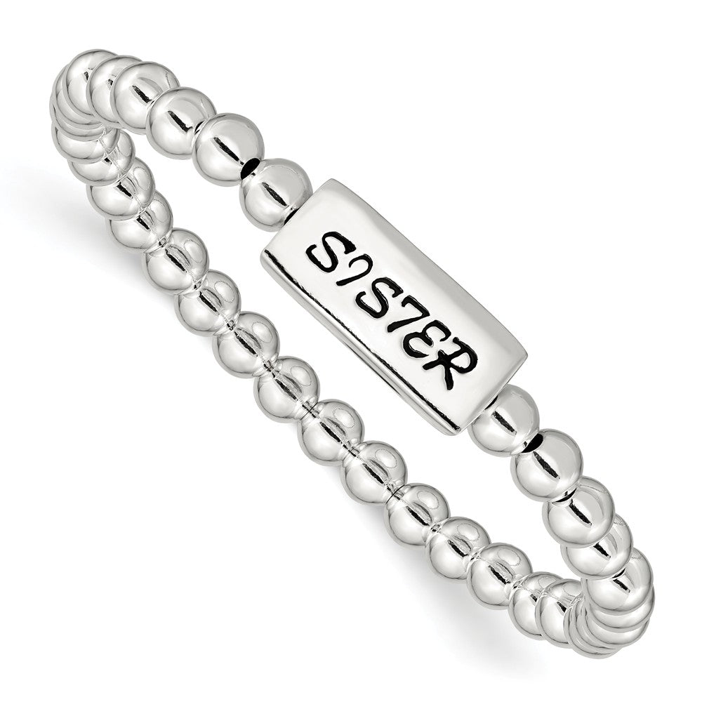 Quality Gold Sterling Silver Enameled SISTER Stretch Bracelet