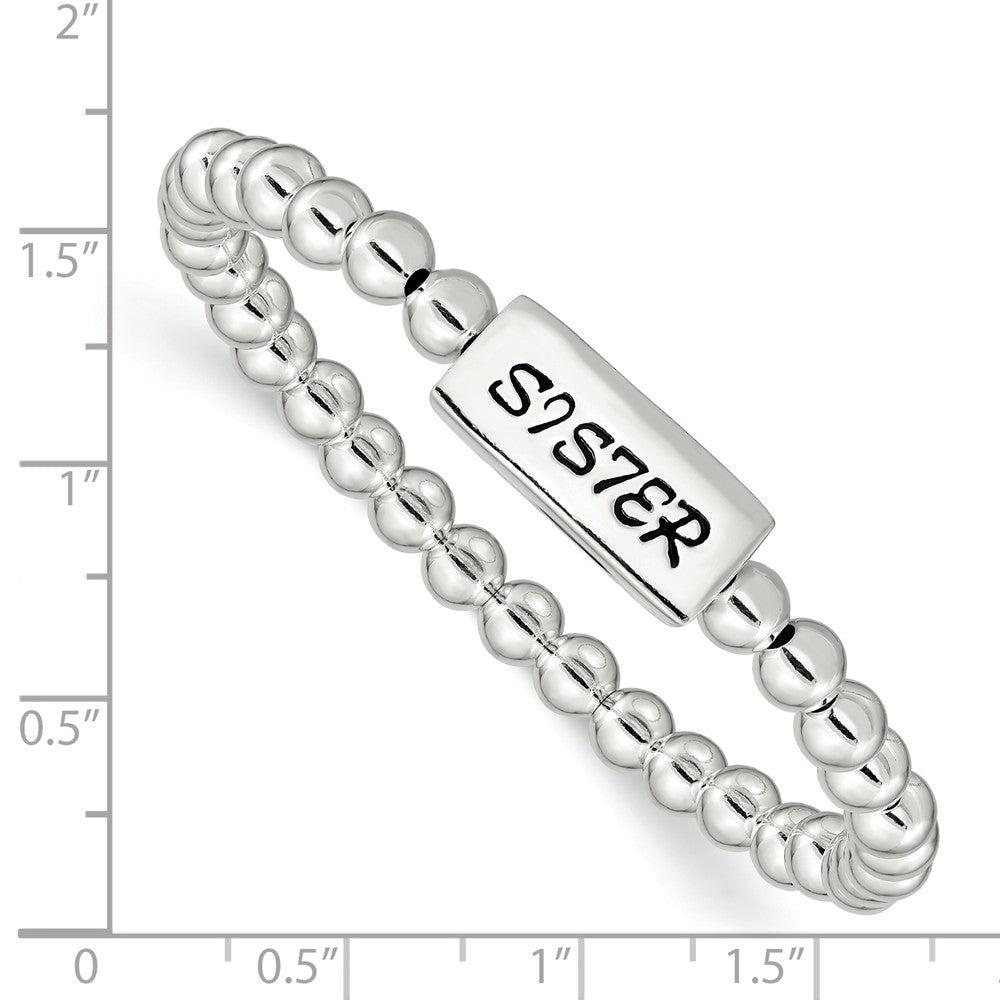 Quality Gold Sterling Silver Enameled SISTER Stretch Bracelet