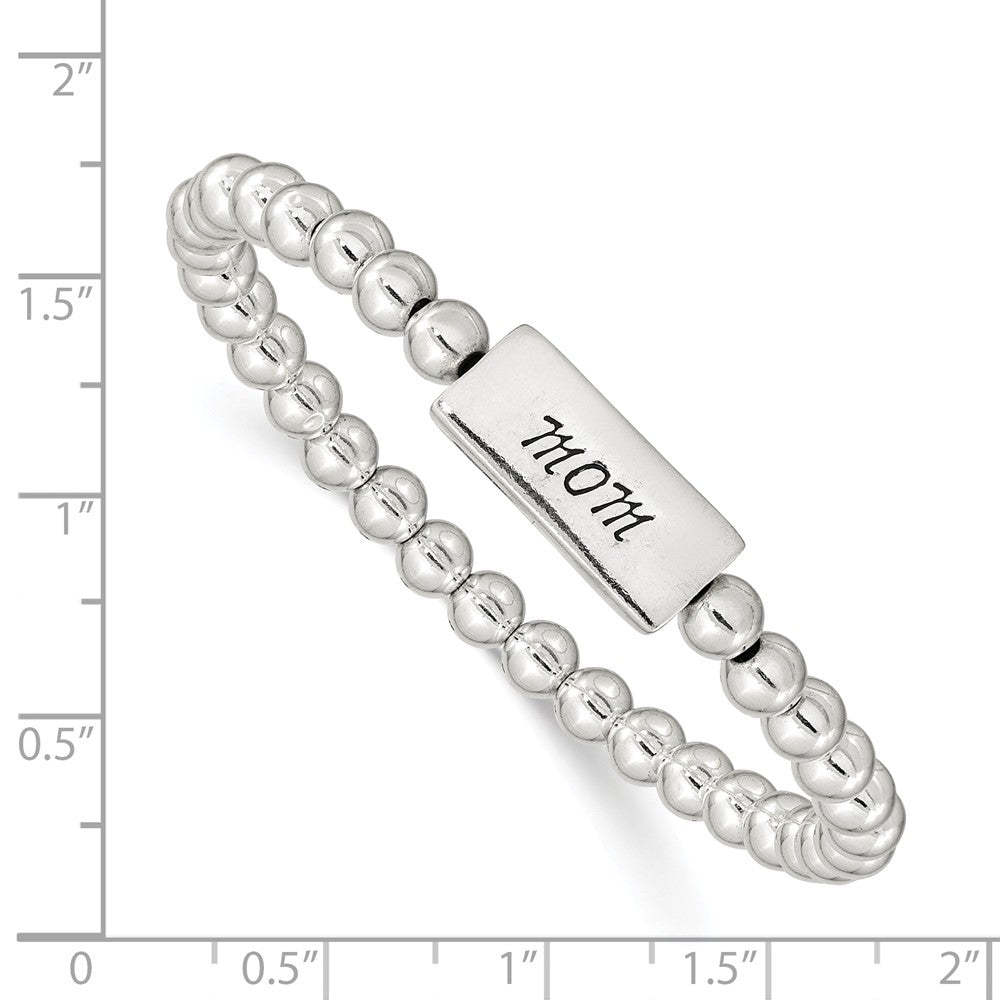 Quality Gold Sterling Silver Enameled MOM Stretch Bracelet