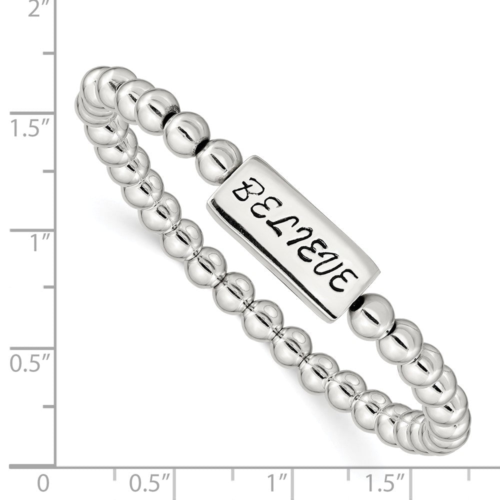 Quality Gold Sterling Silver Enameled BELIEVE Stretch Bracelet