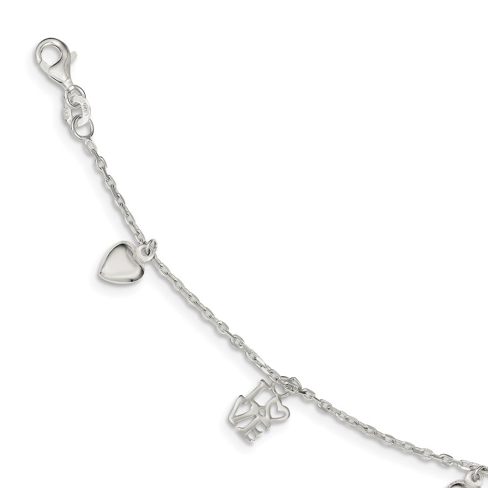 Quality Gold Sterling Silver Heart & Love Charm Bracelet