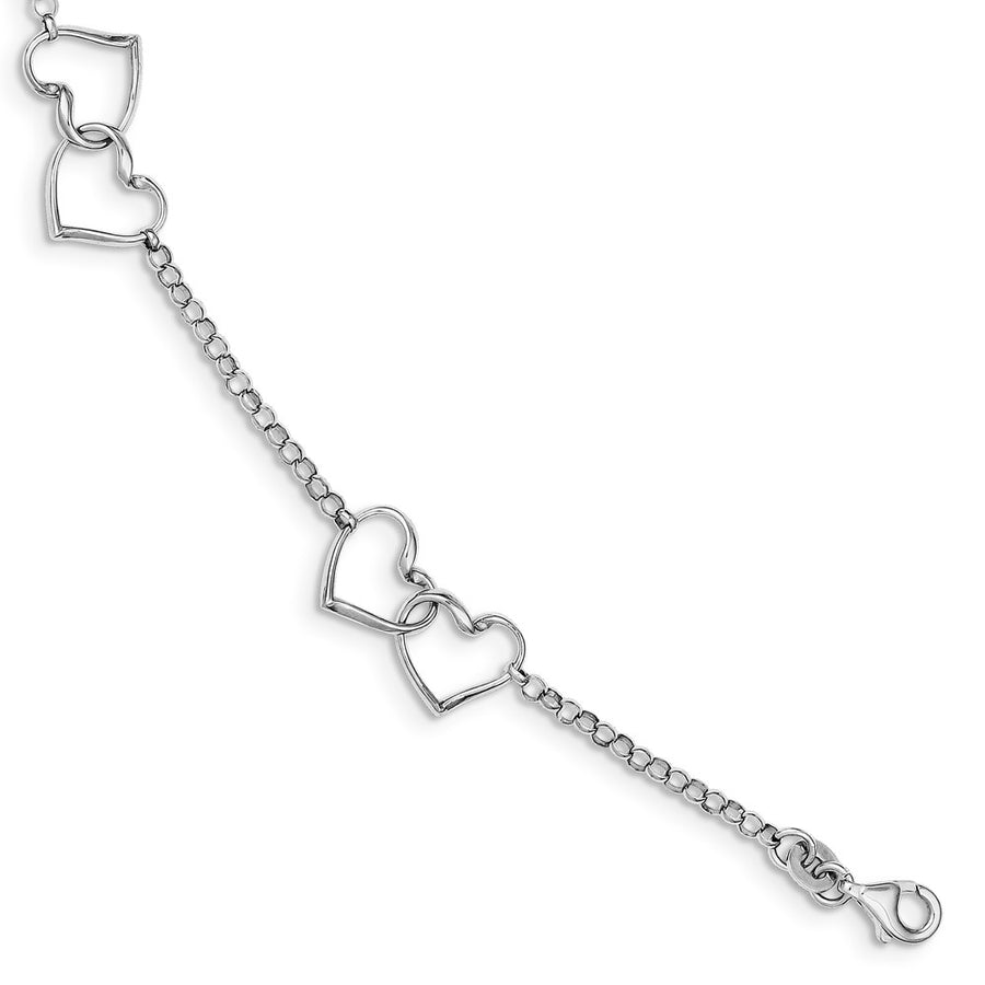 Quality Gold Sterling Silver Rhodium Plated Heart Bracelet