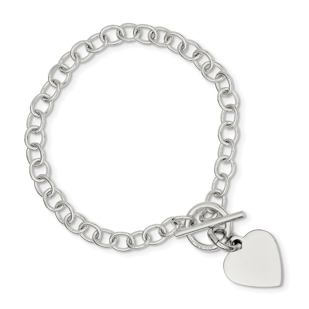 Quality Gold Sterling Silver Polished Heart Charm Bracelet