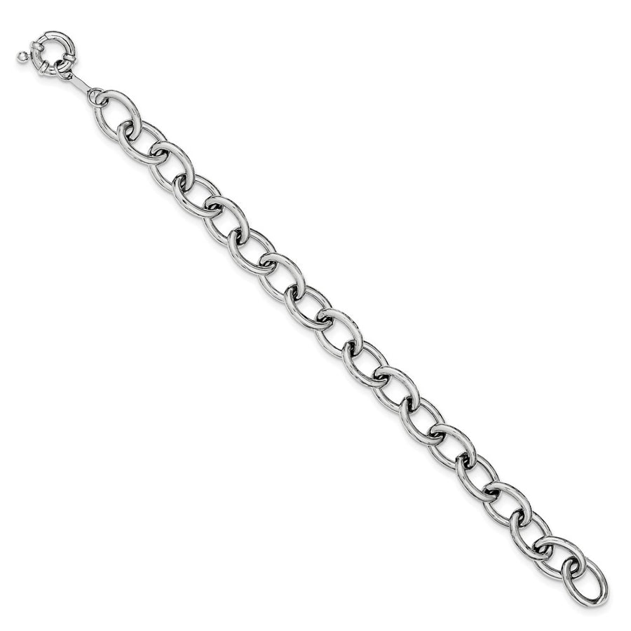 Quality Gold Sterling Silver Rhodium Plated Oval Link Bracelet