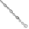 Quality Gold Sterling Silver Rhodium-plated Brushed Oval Hollow Bead Bracelet