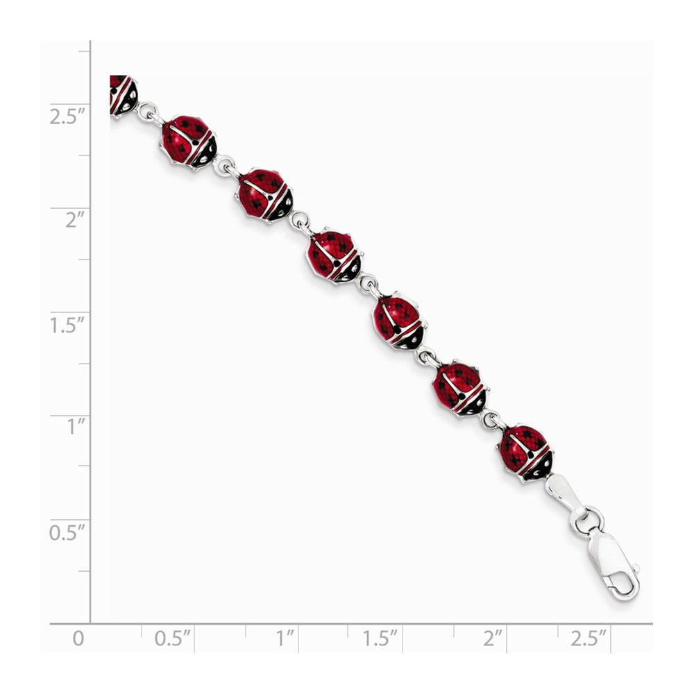 Quality Gold Sterling Silver Rhodium Polished Enameled Lady Bug Bracelet