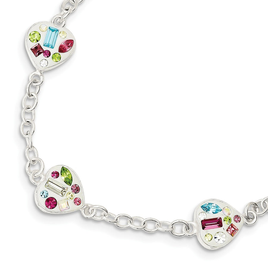 Quality Gold Sterling Silver Stellux Multi Color Crystal Heart Bracelet