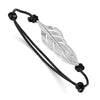 Quality Gold Sterling Silver Rhodium-plated Leaf Black Leather Adjustable Bracelet