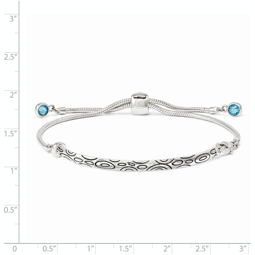 Quality Gold Sterling Silver Blue Swarovski Crystal Rd Bezel Adjustable Bracelet