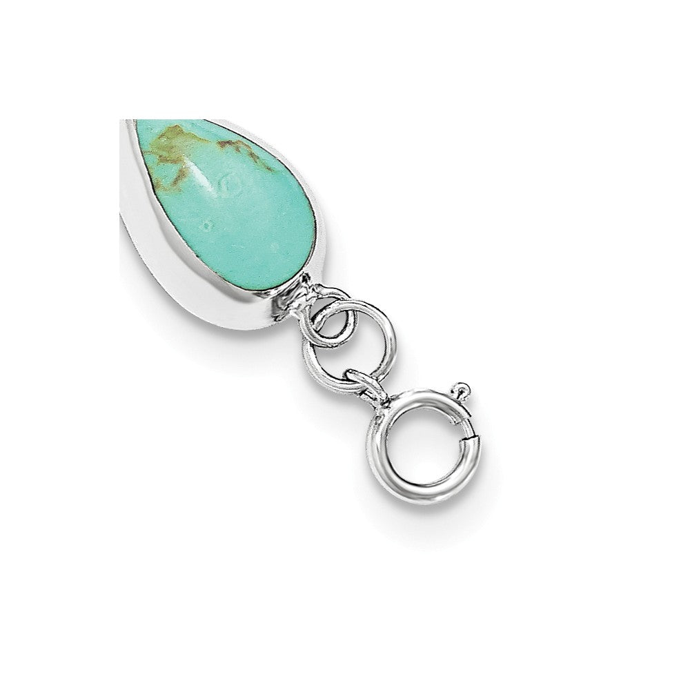 Quality Gold Sterling Silver Rhodium Polished Teardrop Synthetic Turquoise Bracelet