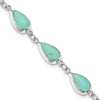 Quality Gold Sterling Silver Rhodium Polished Teardrop Synthetic Turquoise Bracelet