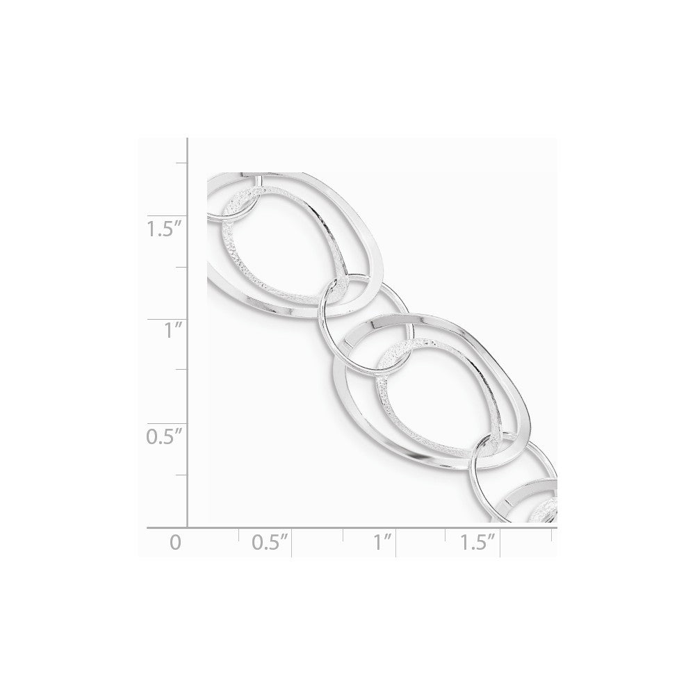 Quality Gold Sterling Silver Polished & Textured Circle 7.5in Bracelet