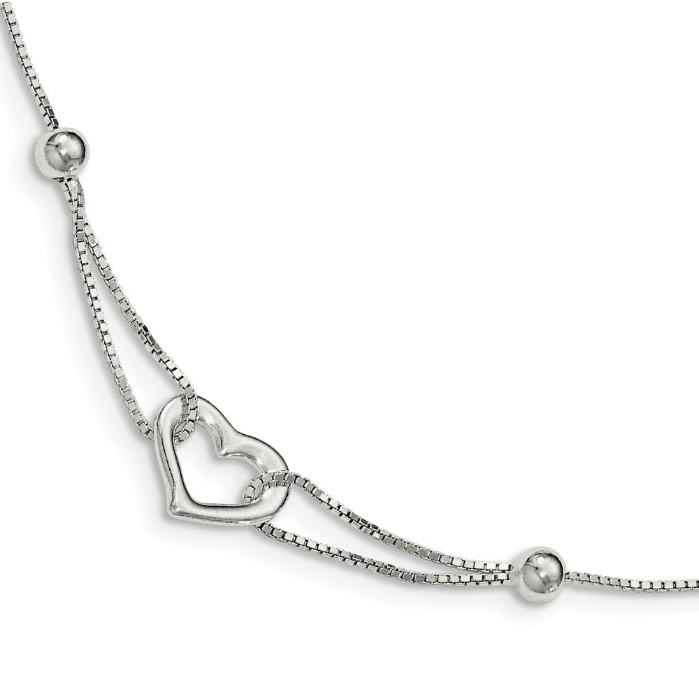 Quality Gold Sterling Silver Heart Box Chain Bracelet