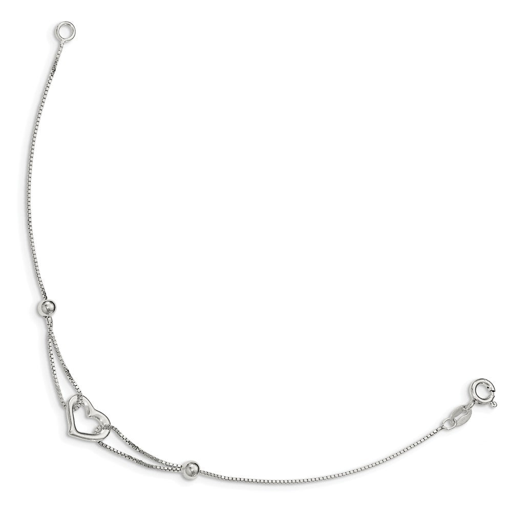 Quality Gold Sterling Silver Heart Box Chain Bracelet