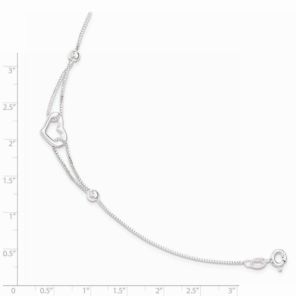 Quality Gold Sterling Silver Heart Box Chain Bracelet