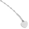 Quality Gold Sterling Silver Rhodium-plated Beaded with Heart Charm Bracelet