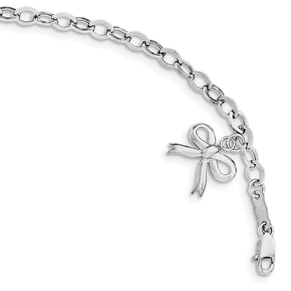 Quality Gold Sterling Silver Rhodium Plated Polished Bow Bracelet