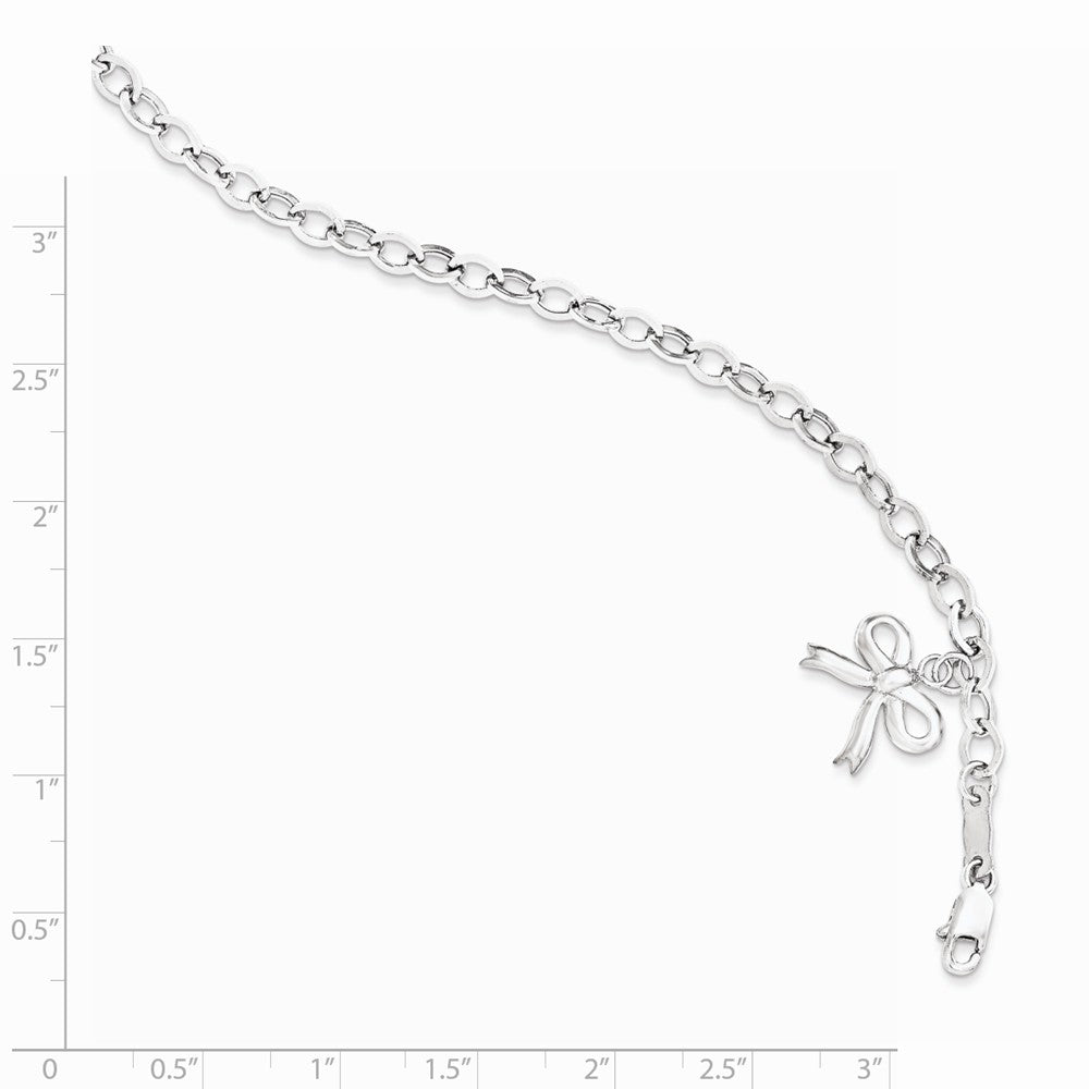 Quality Gold Sterling Silver Rhodium Plated Polished Bow Bracelet