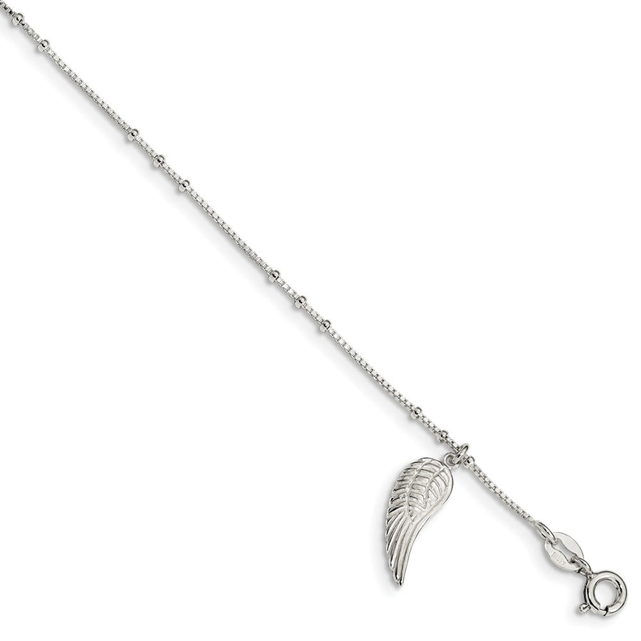 Quality Gold Sterling Silver Polished Wing Dangle Anklet