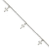 Quality Gold Sterling Silver Polished Cross Dangle Anklet