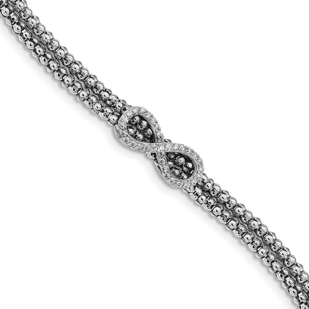 Quality Gold Sterling Silver Rhodium Plated CZ Double Strand Infinity Bracelet