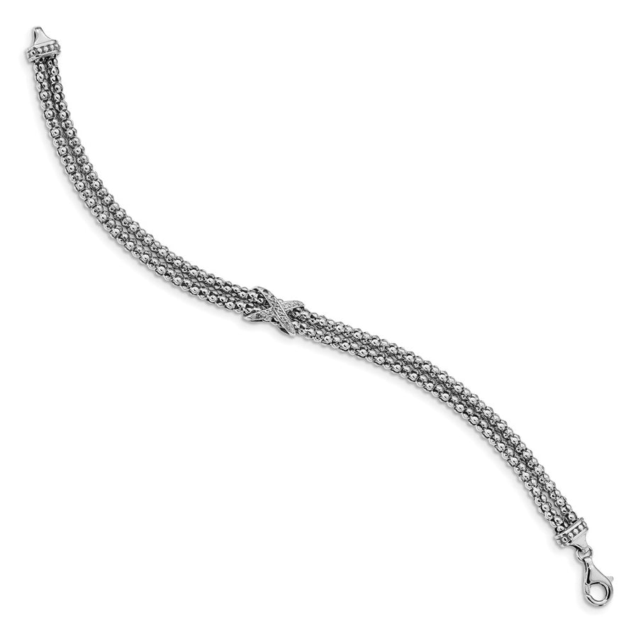 Quality Gold Sterling Silver Rhodium-plated CZ Infinity Multi-strand 7.25in Bracelet