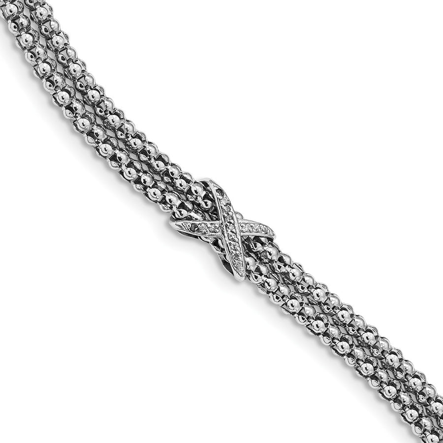 Quality Gold Sterling Silver Rhodium-plated CZ Infinity Multi-strand 7.25in Bracelet