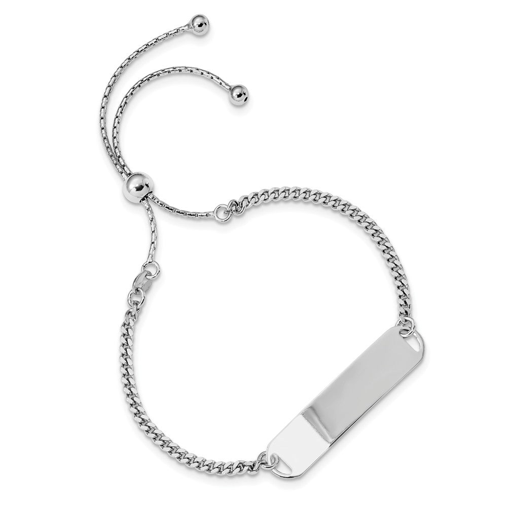 Quality Gold Sterling Silver Rhodium-Plated ID Adjustable 6in to 10in Bracelet