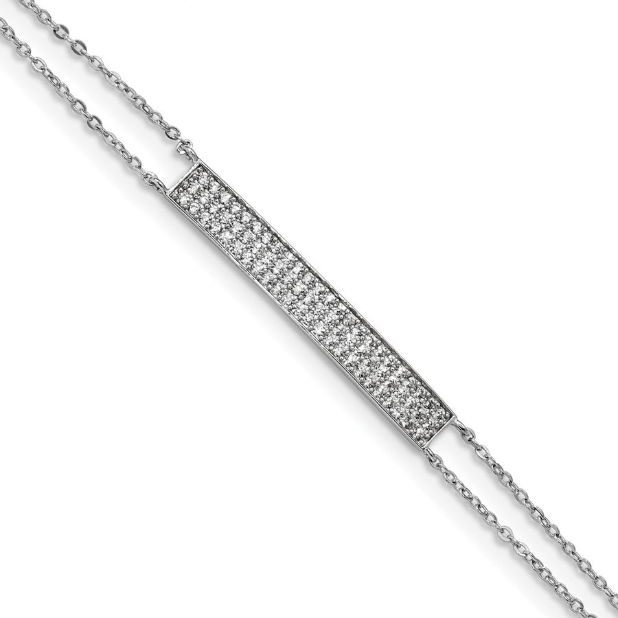 Quality Gold Sterling Silver Rhodium-plated CZ Bar Bracelet