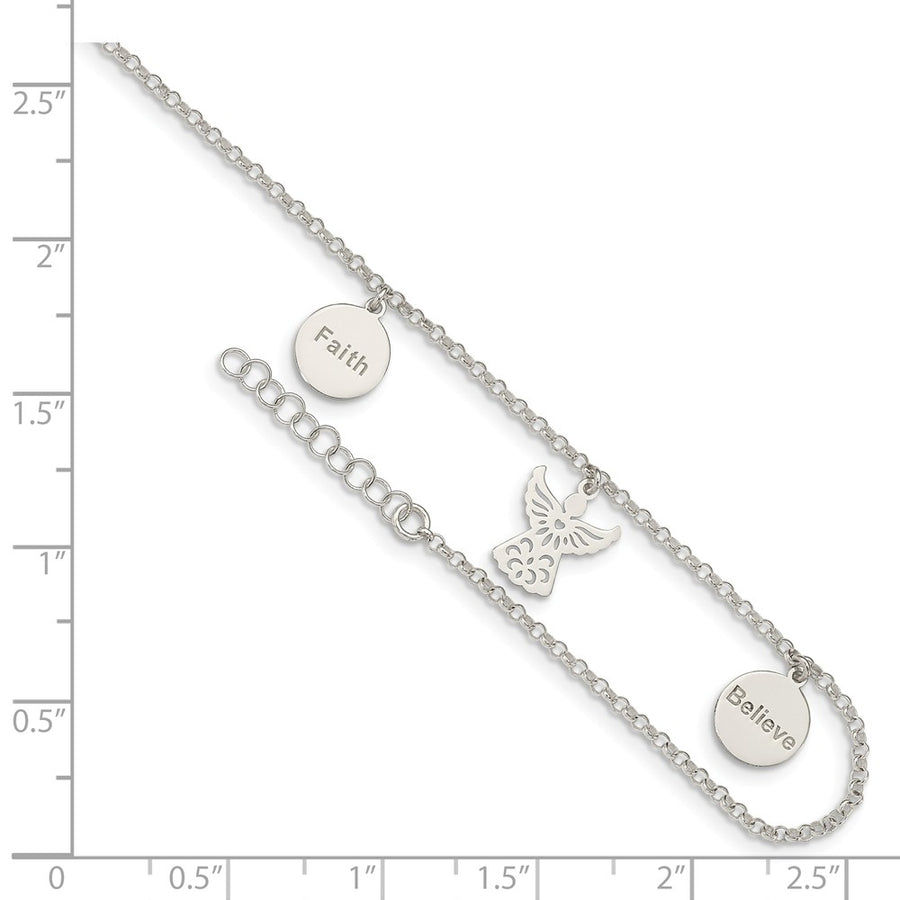 Quality Gold Sterling Silver Faith Believe and Angel Dangles Anklet