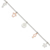 Quality Gold Sterling Silver & Rose-tone Seashore Dangles Anklet
