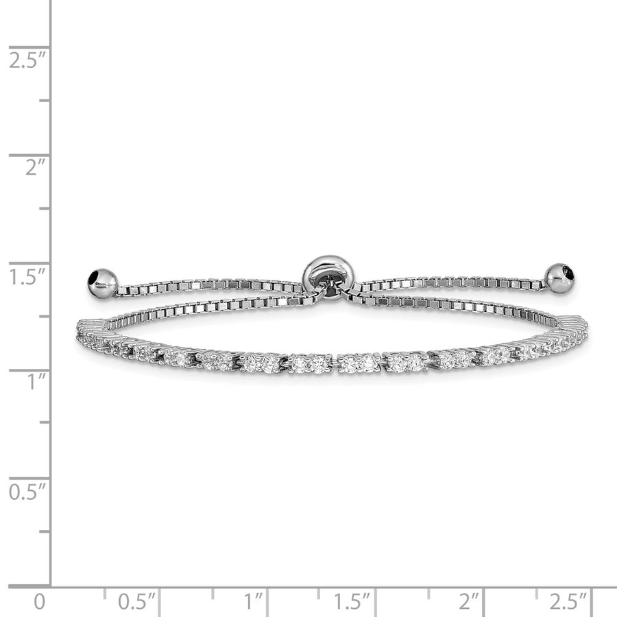 Quality Gold Sterling Silver Rhodium-plated April Birthstone CZ Adj Bracelet