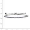 Quality Gold Sterling Silver Rhodium-plated February Birthstone Purple CZ Adj Bracelet