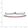 Quality Gold Sterling Silver Rhodium-plated January Birthstone Red CZ Adj Bracelet