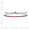 Quality Gold Sterling Silver Rhodium-plated July Birthstone Red CZ Adj Bracelet