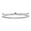 Quality Gold Sterling Silver Rhodium-plated March Birthstone Light Blue CZ Adj Bracelet