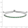 Quality Gold Sterling Silver Rhodium-plated May Birthstone Green CZ Adj Bracelet