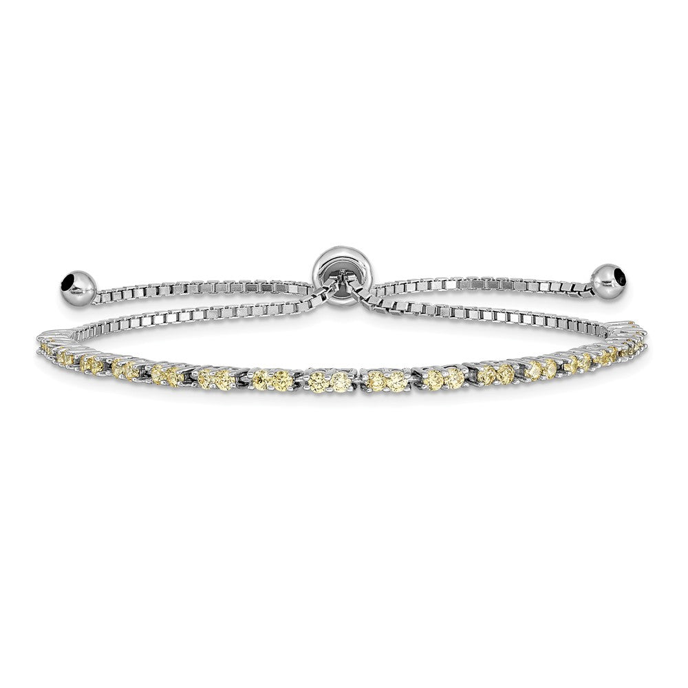 Quality Gold Sterling Silver Rhodium-plated November Birthstone Yellow CZ Adj Bracelet