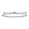 Quality Gold Sterling Silver Rhodium-plated October Birthstone Pink CZ Adj Bracelet