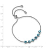 Quality Gold Sterling Silver Rhodium-plated Blue Crystal Adjustable Bracelet