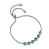 Quality Gold Sterling Silver Rhodium-plated Blue Crystal Adjustable Bracelet